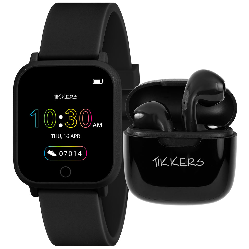 Tikkers Teen Series 10 Black smart Watch and Earbuds Set smart watch and ear bud set Tikkers