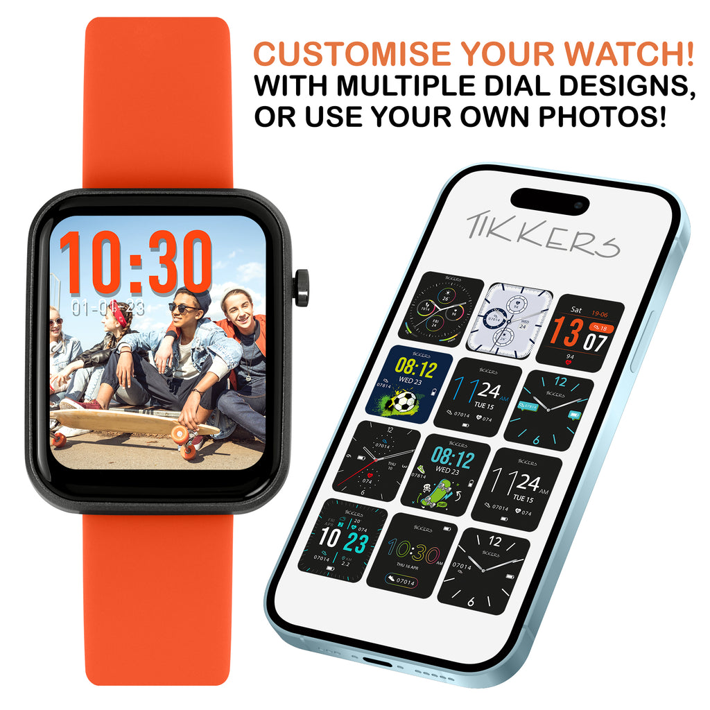 Tikkers Series 13 Orange Silicone Strap Smart Watch smart watch Tikkers   